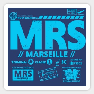 Vintage Marseille MRS Airport Code Travel Day Retro Travel Tag France Sticker
